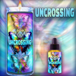 UNCROSSING Fixed Ritual Candle & Oil - for removing a curse or hex, or rid yourself of negative energy, entities, or a generational curse