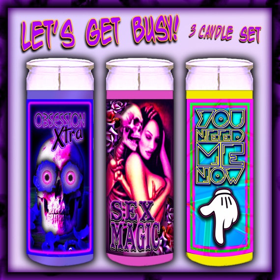 LET'S GET BUSY Ritual 3 Candle Set for Manifesting great sex, sex candles, witchcraft candle set, beginner witch set, sex gift