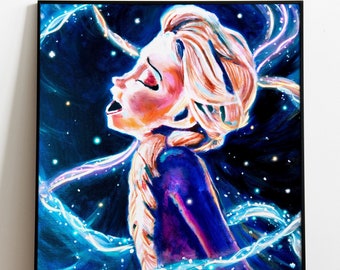 Elsa Art Print - Frozen 2 - Disney - Art Print - Painting - Artwork - Portrait - Kids Room and Nursery Decor - Disney Princess