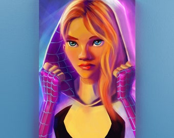 Impresión artística en lienzo de Spider Gwen - A través del Spiderverse - Arte en lienzo de Gwen Stacy