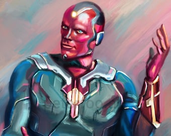 ビジョン ポスター - ワンダヴィジョン アート - ポール ベタニー - エリザベス オルセン - MCU - スカーレット ウィッチ - ワンダ - アートワーク - ウォール アート - ポスター