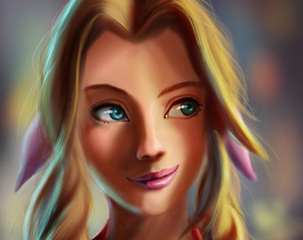 Affiche Aerith Final Fantasy 7 - FF7 Art Print - Portrait d’Aerith