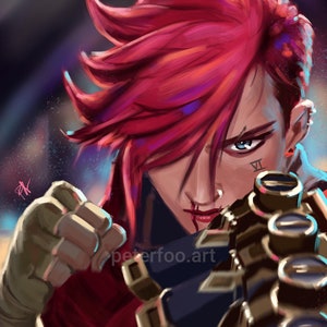 Vi Arcane Art Print - League of Legends - Pôster Violet Arcane - Caitvi