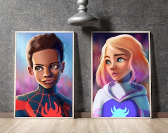 Miles Morales Gwen Stacy Art - Spidey and His Amazing Friends - Spiderman - Ghost Spider - Spin