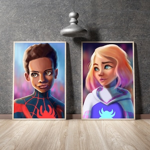 Miles Morales Gwen Stacy Art - Spidey and His Amazing Friends - Spiderman - Ghost Spider - Spin