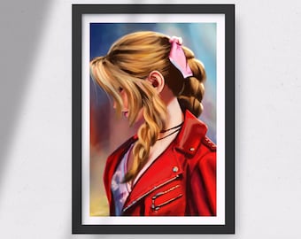 Impresión de arte de Aerith Final Fantasy 7, Póster FF7, Remake de Final Fantasy VII, Pintura de Aerith