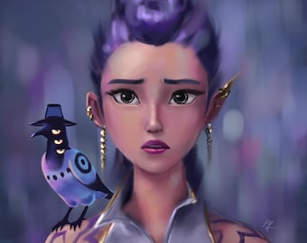 Lámina artística de Rumi - Arte mural de KPop Demon Hunters - Huntrix Golden KPop Demon Hunters / Póster en papel mate / Regalo de arte hecho a mano para fans