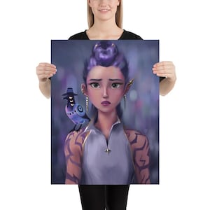 Impressão artística de Rumi - Arte de parede de Caçadores de Demônios K-Pop - Huntrix Golden K-Pop Caçadores de Demônios | Pôster em papel fosco | Presente de arte para fãs feito à mão 18″×24″