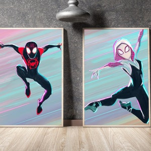 Gwen Stacey Spiderverse Miles Morales - Spider Gwen Poster - Spiderman Poster - Into the Spiderverse - Spiderverse Art
