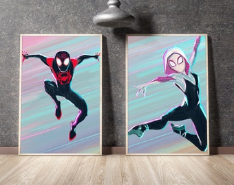 Gwen Stacy Spiderverse Miles Morales - Spider Gwen poster - Spider man poster - Into the Spiderverse - Spiderverse Art
