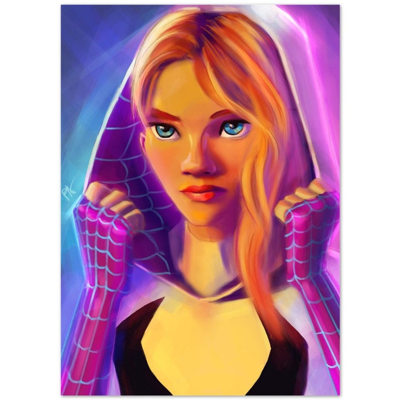Gwen Stacy Poster - Across the Spiderverse - Spider Gwen Wall Art - Ghost Spider Poster - Spider Woman Poster 20x28"