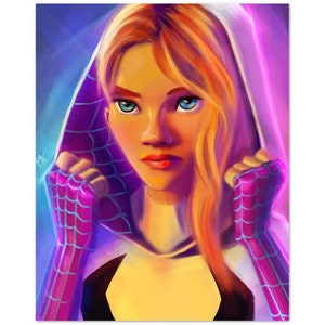 Gwen Stacy Poster - Across the Spiderverse - Spider Gwen Wall Art - Ghost Spider Poster - Spider Woman Poster 8x10"