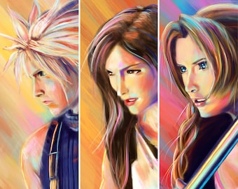 Final Fantasy 7 Rebirth Art Prints - Nube, Tifa, Aerith - Carteles FF7 - Final Fantasy VII