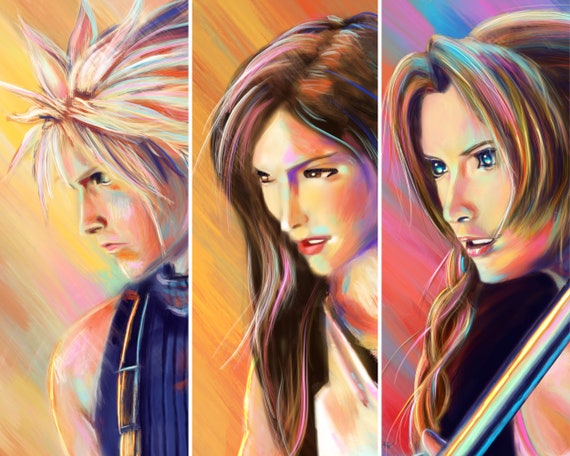 Final Fantasy 7 Rebirth Art Prints Cloud, Tifa, Aerith Download