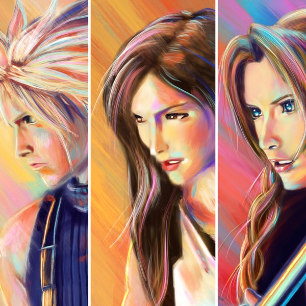 Final Fantasy 7 Rebirth Art Prints - Nube, Tifa, Aerith - Descarga digital