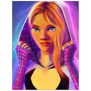 Gwen Stacy Poster - Across the Spiderverse - Spider Gwen Wall Art - Ghost Spider Poster - Spider Woman Poster 12x16"