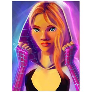 Gwen Stacy Poster - Across the Spiderverse - Spider Gwen Wall Art - Ghost Spider Poster - Spider Woman Poster 18x24"