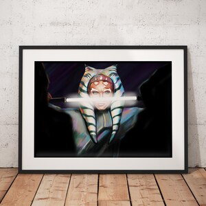 Tableau Toile Ahsoka Tano Par Gerenuke – Impression D'art Encadrée Star Wars