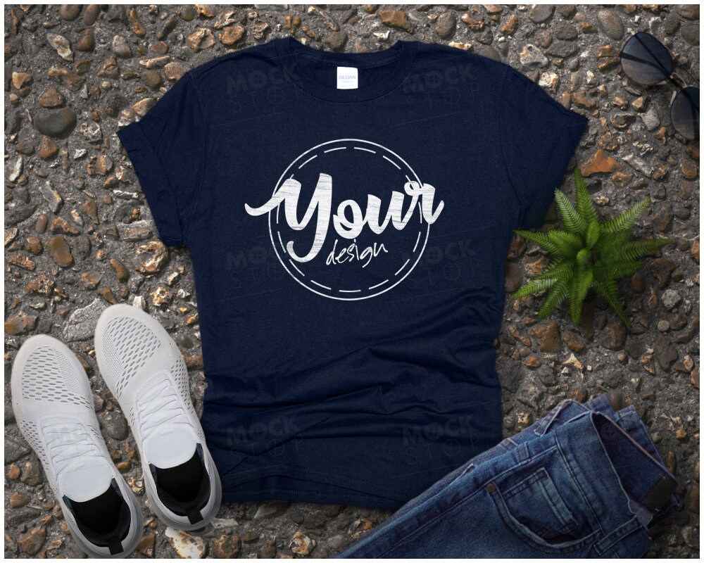 Download Gildan 64000 Unisex TShirt Mockup Flatlay Stock Background | Etsy