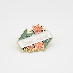 Book Nerd Enamel Pin: Floral Reader Accessory, Gift for Book Lovers