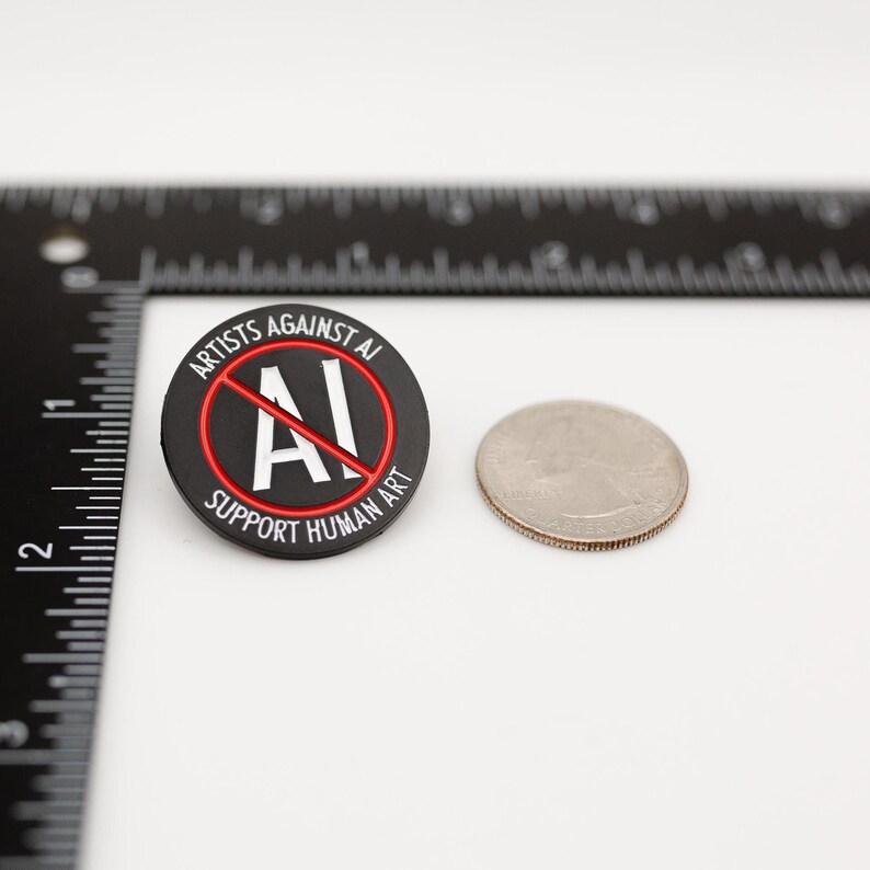 Artists against ai enamel pin: support human art badge image 5