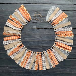 Pumpkin Garland | Thanksgiving Decor | Fall Garland |  Autumn Banner | Fall Mantel Garland | Farmhouse Decor | Pumpkin Ribbon Garland