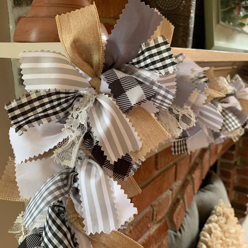 Farmhouse Rag Tie Garland Primitive Fall Home Decor Fall image 1