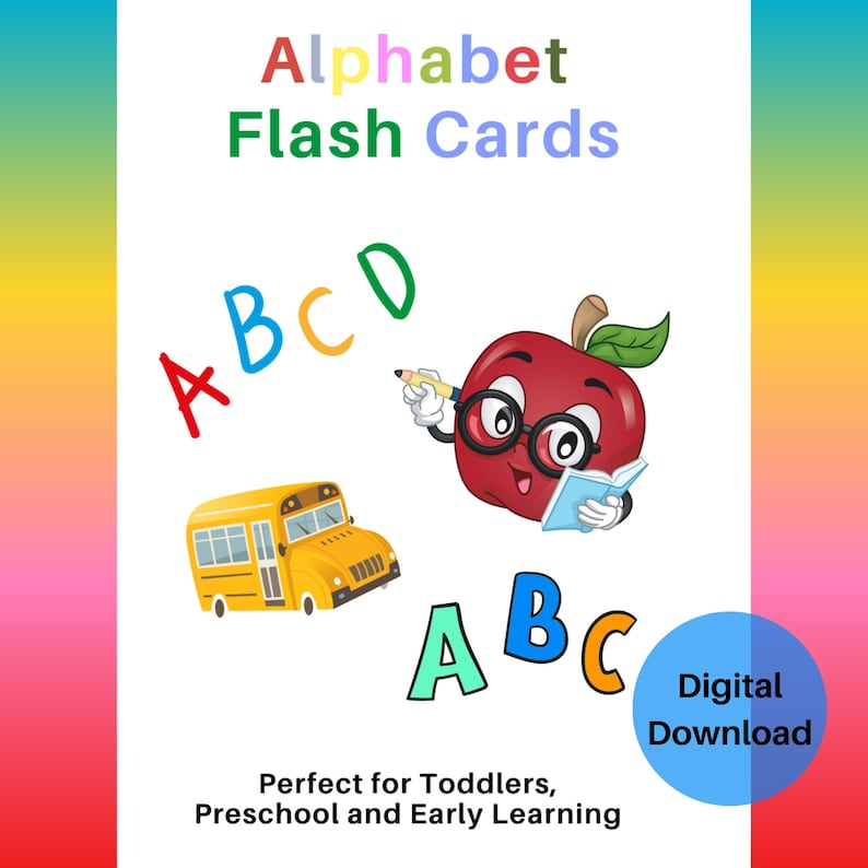 Alphabet Flash Cards, ABC Flash Cards, Toddler Flash Cards, Baby Flash