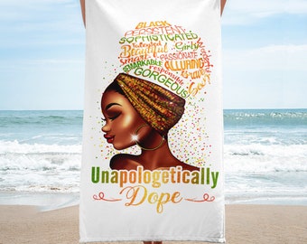 Large Bath Towel, Large Beach Towel, 30x60 Large Bath Towel, Great Gift, Unapologetically Dope, African American Empowerment Towel