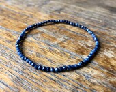Natural deep blue sapphire bracelet 2mm and micro-faceted