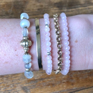Solid silver and rose quartz bracelet!