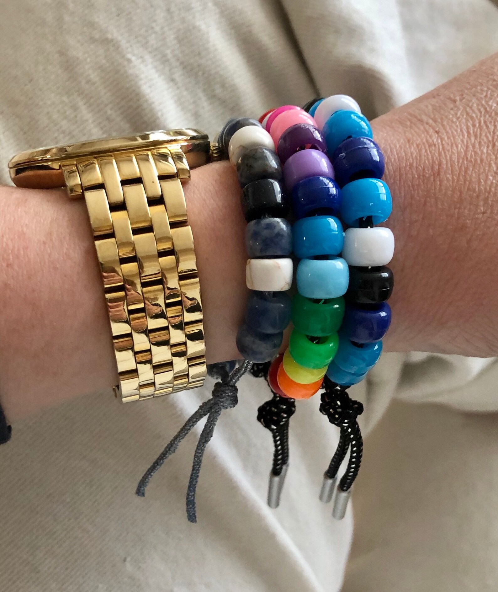 Pony Bead Bracelet on Lurex Cord Etsy