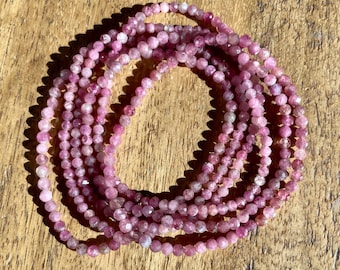 ピンクトルマリン宝石ブレスレット、AAA 4 mmファセットピンク