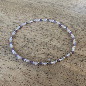 Amethyst, gold, silver and rose quartz bracelet