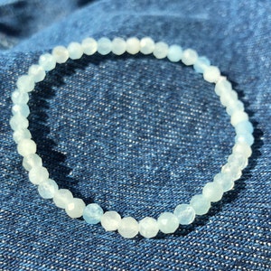 Natural blue, 4mm, faceted aquamarine bracelet!