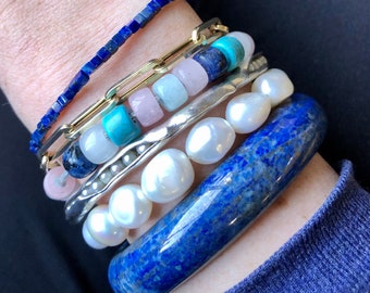 Cubed lapis lazuli bracelet!