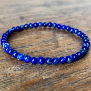 ¡Pulsera de lapislázuli natural redonda de 4 mm!