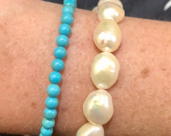 Bright blue turquoise howlite bracelet!