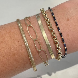 ¡Pulsera de zafiro azul natural y relleno de oro!