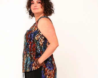 Janice Silk Crepe Top in Electric Leopard Print