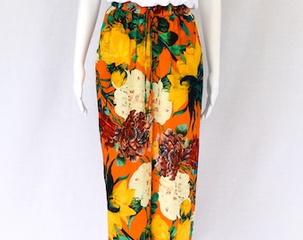 Eartha 3/4 Palazzo Pant in Orange Blossom Print