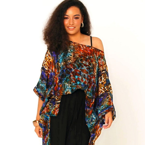 Etta Silk Georgette Tunic in Electric Leopard Print