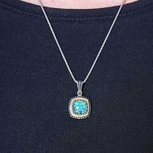 Byzantine Pendant with Doublet Turquoise Stone. Silver Greek Jewelry. Gift for Her.