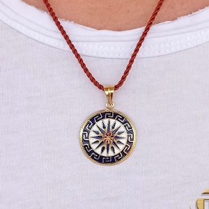 18k Gold Pendant with Vergina Sun. Ancient Greek Jewelry. Birthday Gift