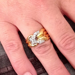 18K Gold Classic Ring with Diamonds. Gold Greek Jewelry. Timeless Ring.