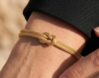 Vergulde geweven Hercules-knooparmband, sterlingzilveren liefdesknoop-sieraden
