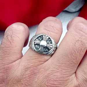 Silver Cross Ring with ICXC NIKA. Symbol of Faith and Devotion