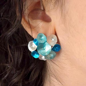 Silver Sea Bloom Stud Earrings •  Artistic Nature Inspired Jewelry
