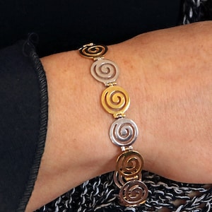 Silber Bicolor Spiralen Armband. Handgemachter griechischer Schmuck. Geschenk für Sie