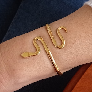 14k Gold Snake Bangle Bracelet: Sacred Symbol Jewelry